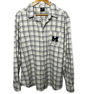 Colosseum Men's University of Michigan White & Blue Plaid Flannel Shirt Size XL